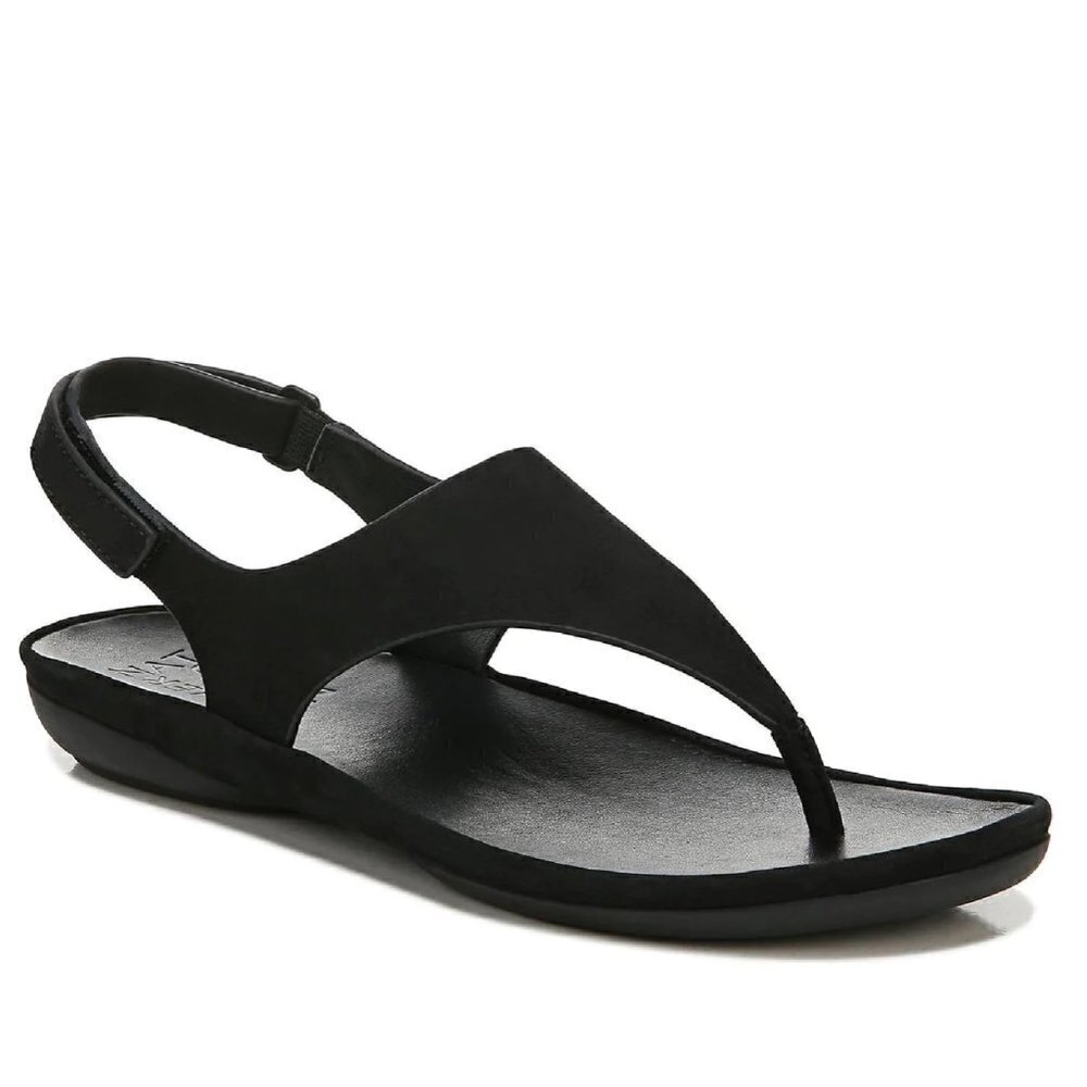NATURALIZER Womens Black Lightweight Genn-detect Wedge Thong Sandals (Wide)